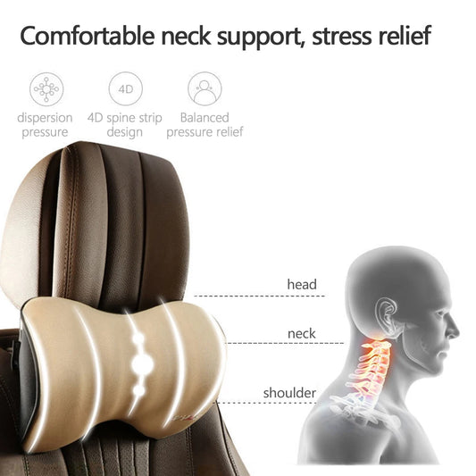 Memory Foam Car Lumbar Support and Headrest Neck Pillow