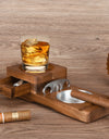 Cigar Ashtray for Men, Whiskey Glass Tray, Wooden Ash Tray, Cigar Cutter, Include Drawer, Cigar Slot, Accessories