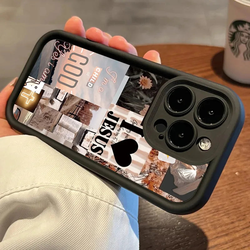 Jesus Collage Pattern Thick Shockproof Phone Case For iPhone 17 16 Pro Max Air 16E 15 14 Cover