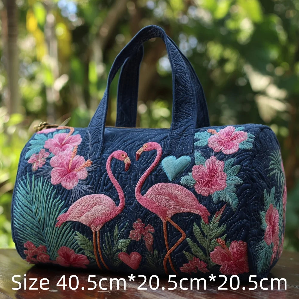 Hot Sale 3D Quilted Flamingo Bag Women Weekender Bag Tropical Palm Leaves Travel Tote Overnight Beach Vacation Carry On Bags
