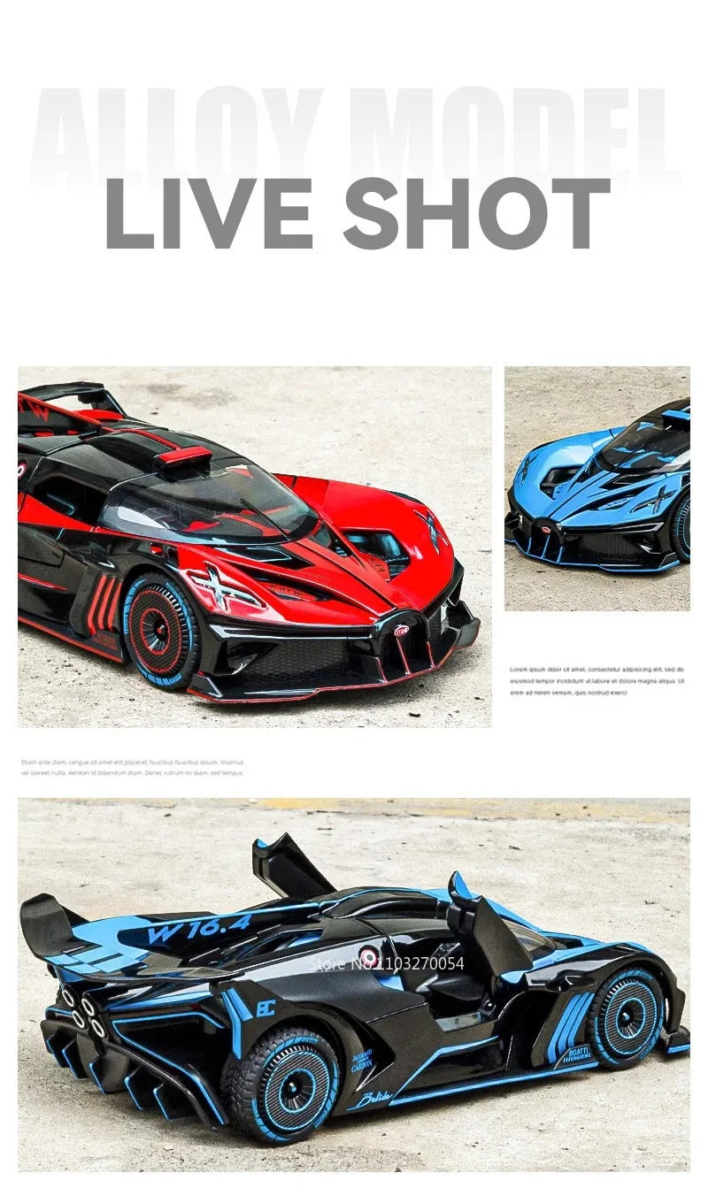 1:24 Bolide Revuelto Alloy Model Diecast Car Toys Doors Opened Sound Light Pull Back Miniature Vehice Boy Adult Birthday Present