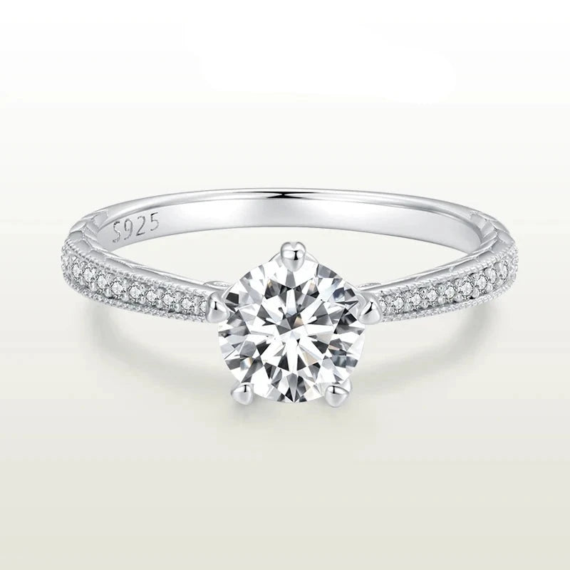 Sparkling 1ct D VVS1 Moissanite Promised Rings For Women 925 Sterling Silver 18k White Gold Engagement Rings