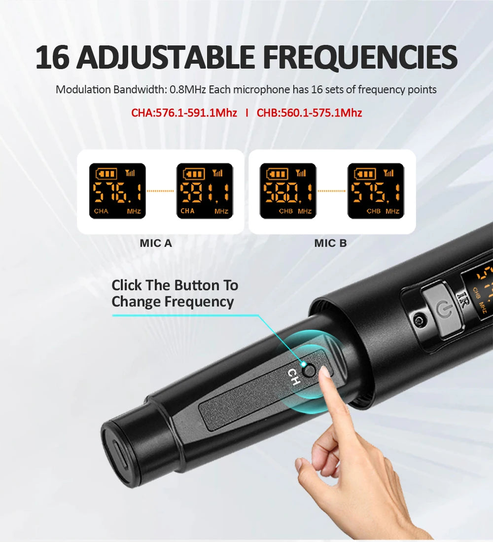 DGNOG Dual UHF Wireless Microphone DJ Audio Mixer 4 Channel Mixer Karaoke Mixer USB Bluetooth for Computer Recording Studio