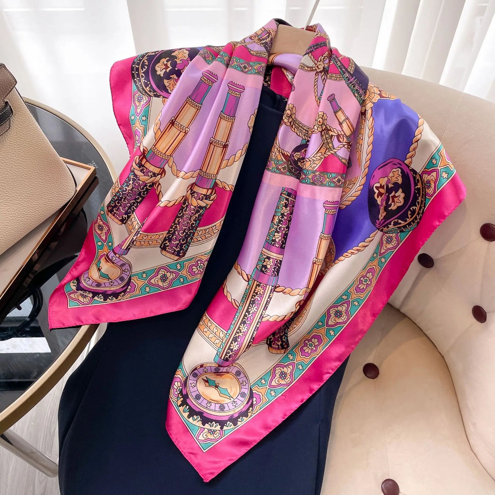 Square Women Scarves Silk Office Ladies Hair Neck Bandanna Headband Foulard Headcloth Muslim Headscarf Female muffler