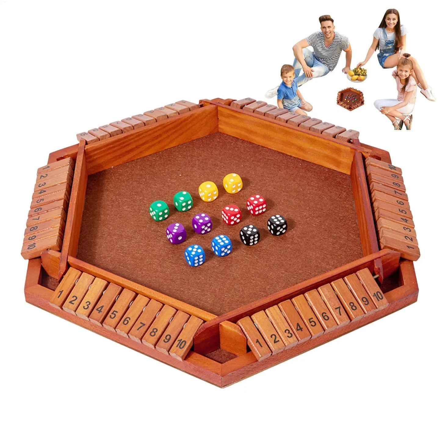 Wooden Shut The Box Dice Game – Six Sided Flipping Number Board