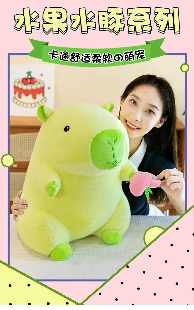 30/40/50cm Kawaii Capybara Plush Toys Fruit Series Big Size Capybara Stuffed Doll Anime Soft Pillow Cute Dolls Kid Birthday Gift