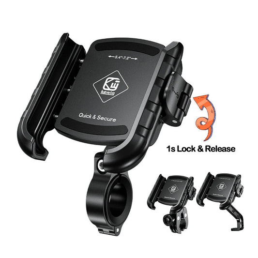 Motorcycle Phone Holder One-Touch Auto Quick Lock Bike Phone Mount ATV Bicycle Scooter Phone Holder with Aluminum Handlebar Base
