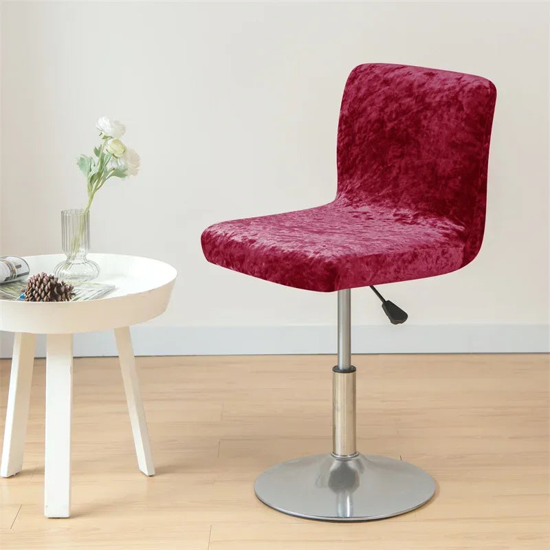 1PC Shiny Velvet Short Bar Chair Covers Stretch Back Bar Stool Covers Small Size Dining Barstool Slipcovers Party Banquet Decor