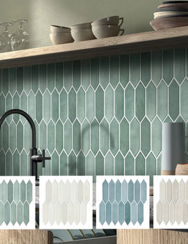 10pcs 3D Self-adhesive Wall Tiles, Green Tile Backsplash Peel and Stick, Mold Resistant Bathroom Tile Stickers, 30cm x 30cm