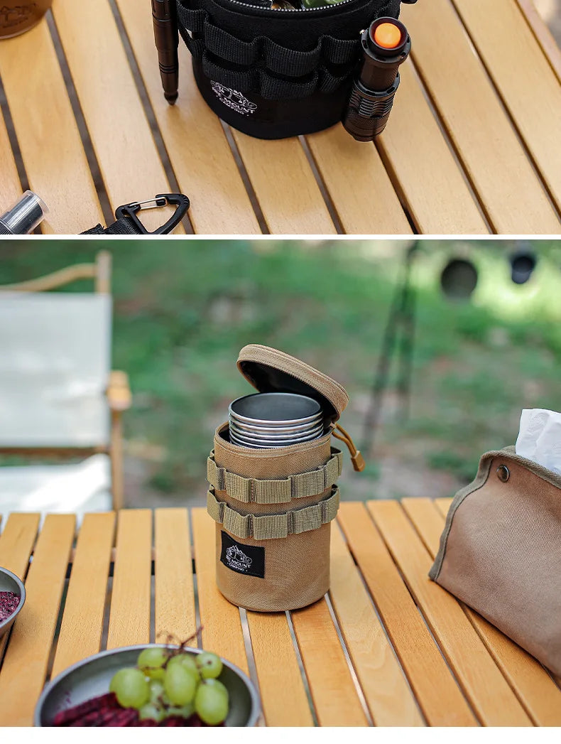 Outdoor Camping Water Cup Storage Bag Tactical Multi-Functional Storage Bag 600d Oxford Cloth Portable Water Cup Protection Bag