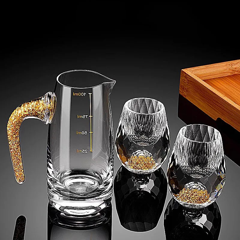 4/6pcs Diamond Crystal Liquor Glasses Set Vodka Shot Glass Wine Glasses Whiskey Glass Spirits Sake Soju Brandy Tea Cup 15ml