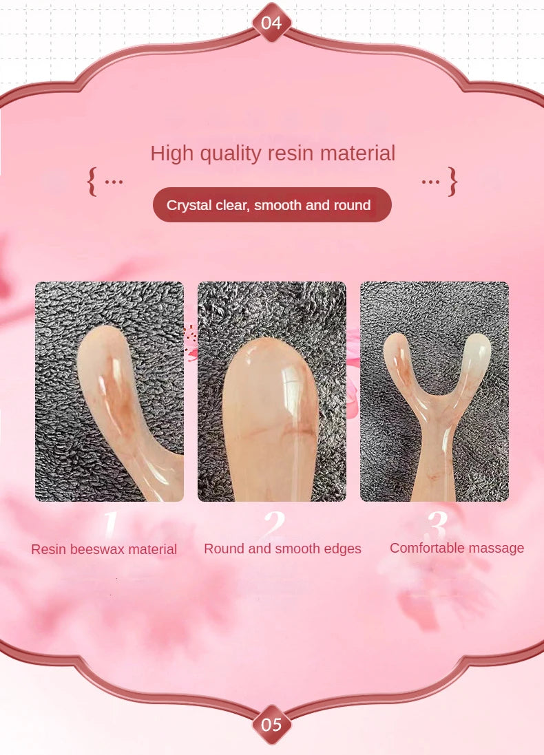Resin Face Lifting Stone Guasha Scraping Facial Gouache Y-shaped Fork Massage Plate Nose Massage Trigger Point Nose Massager