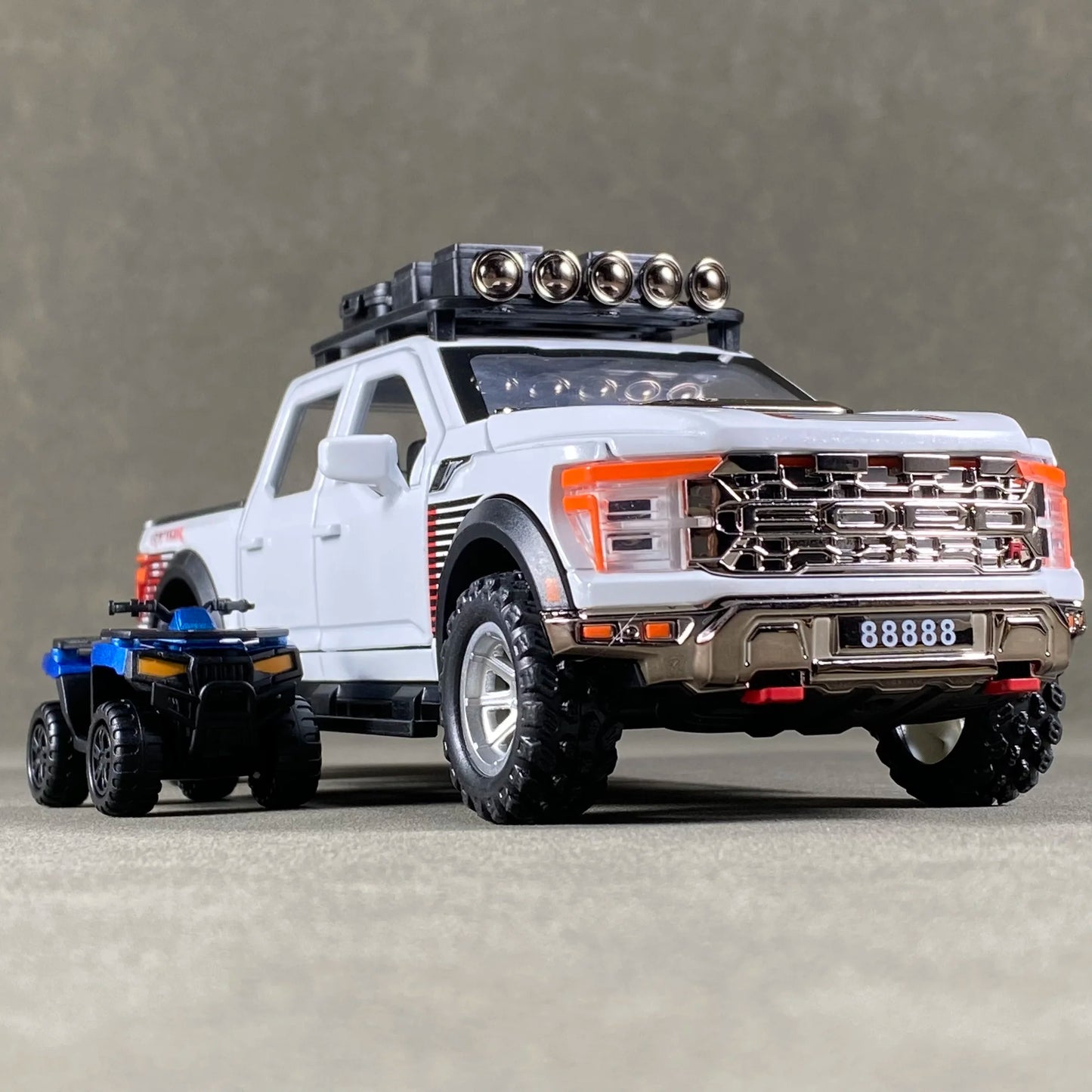1:24 F150 Off Road Pickup Truck Alloy Diecast Metal Model Sound & Light Pull Back Toy Trendy Display Birthday Present For Friend