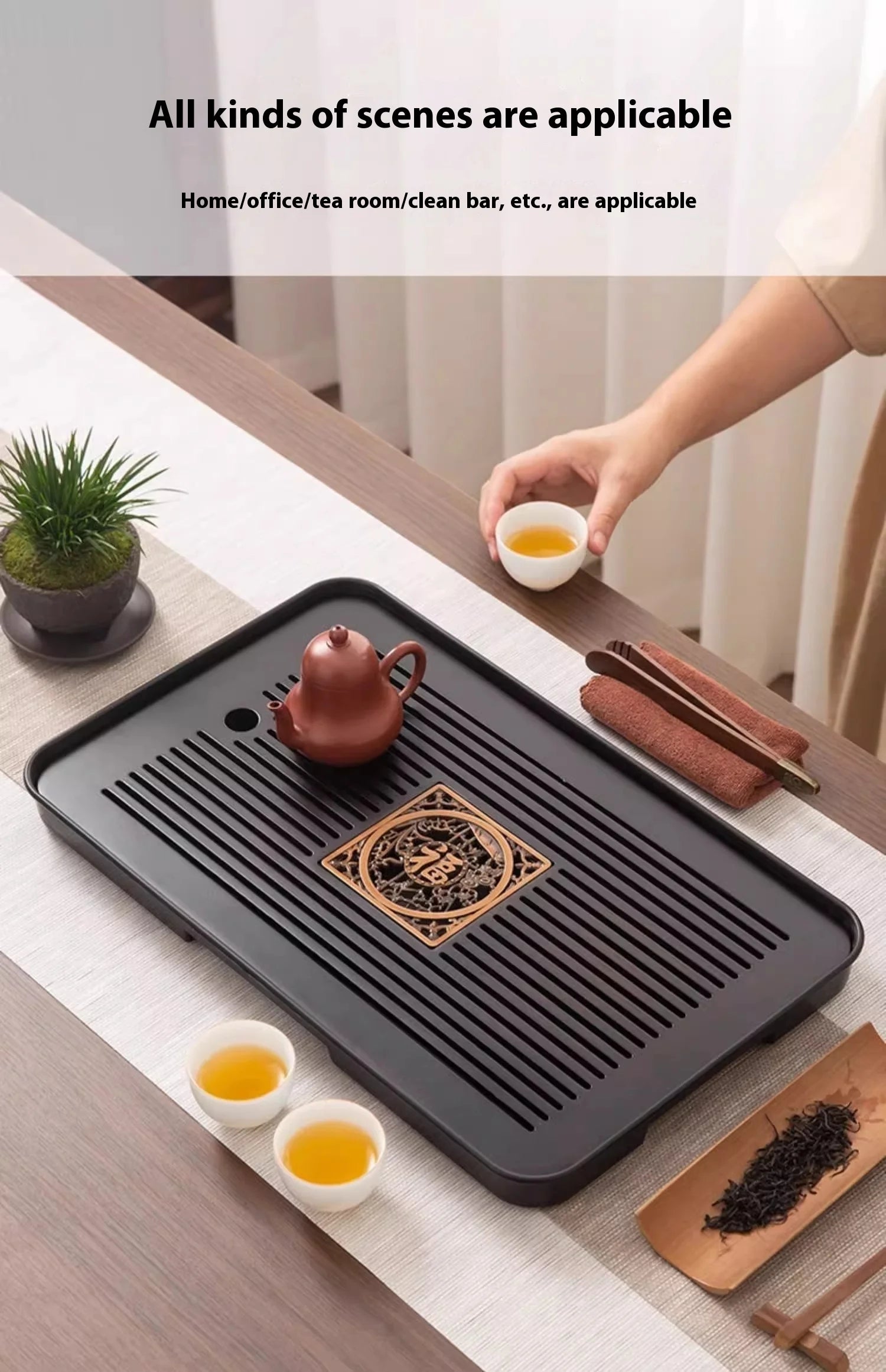 Bamboo Tea Tray Portable Dishes Rectangle Tea Ceremony Chaban Tea Chaban Tea Table Dual Purpose Drainage Water Storage