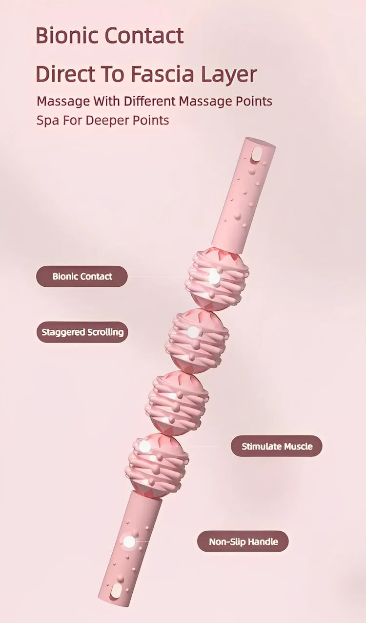 4 Ball Roller Muscles Massage Stick Relaxation Yoga Fitness Wolf Tooth Fascia For Calves Thighs Quadriceps Arms Forearms