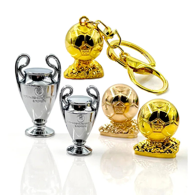 Football Trophy Metal Keychain Soccer Fan Collectible Pendant Gift