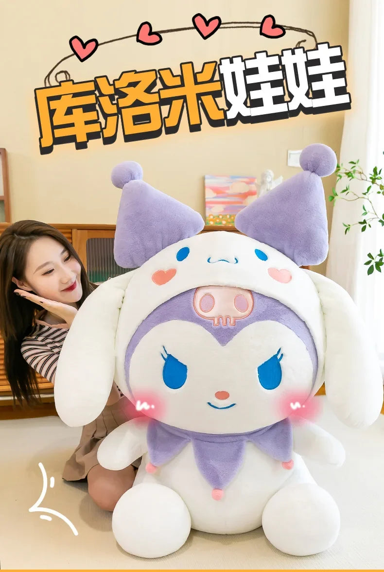SanrioTransformation Kuromi Cinnamoroll Big Size Plush Doll Kawaii Plushies Soft Stuffed Toy Pillow Children Girls Birthday Gift