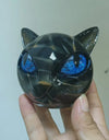 Black Cat Figurine Resin Cat Head Healing Stone Marble Texture Cat Stone Resin Cat Sculpture Ornament Cat Sculpture Craft