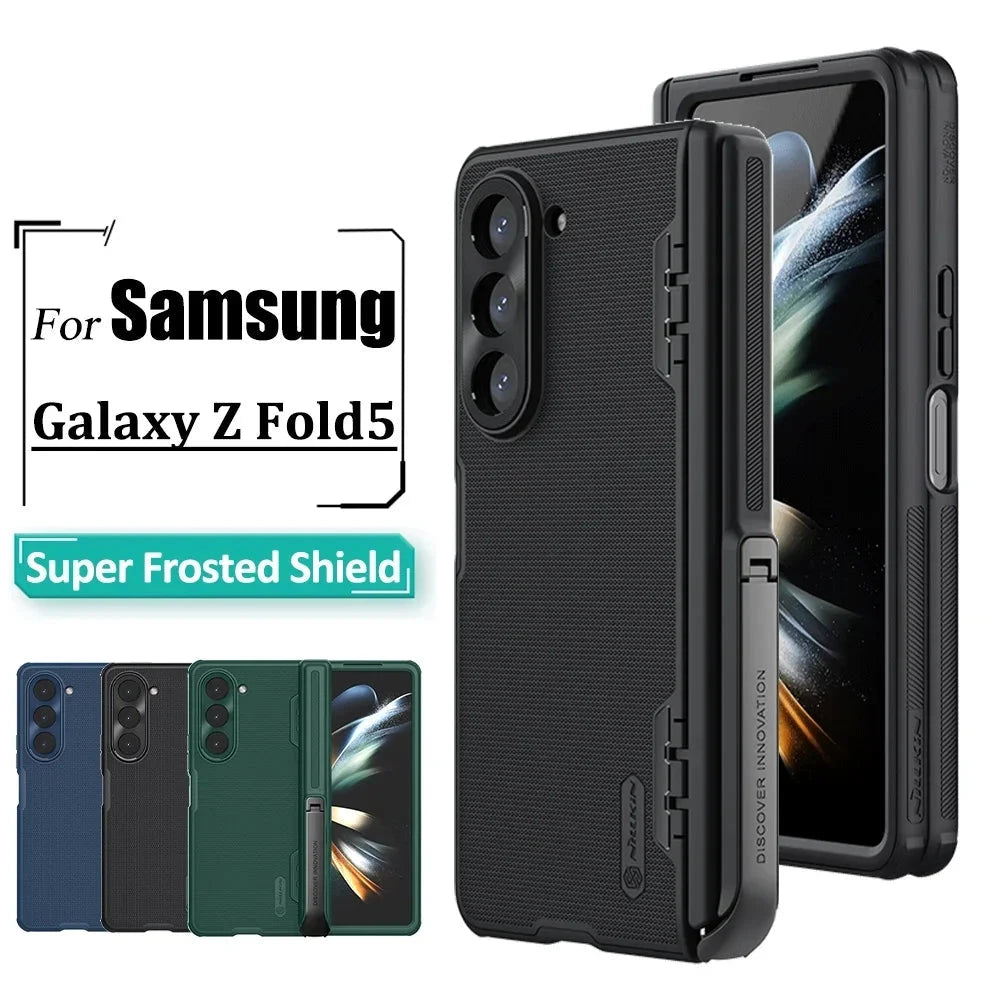 Super Frosted Shield Fold Case For Samsung Galaxy Z Fold5 Matte TPU + PC Anti Fingerprint Shockproof Back Cover