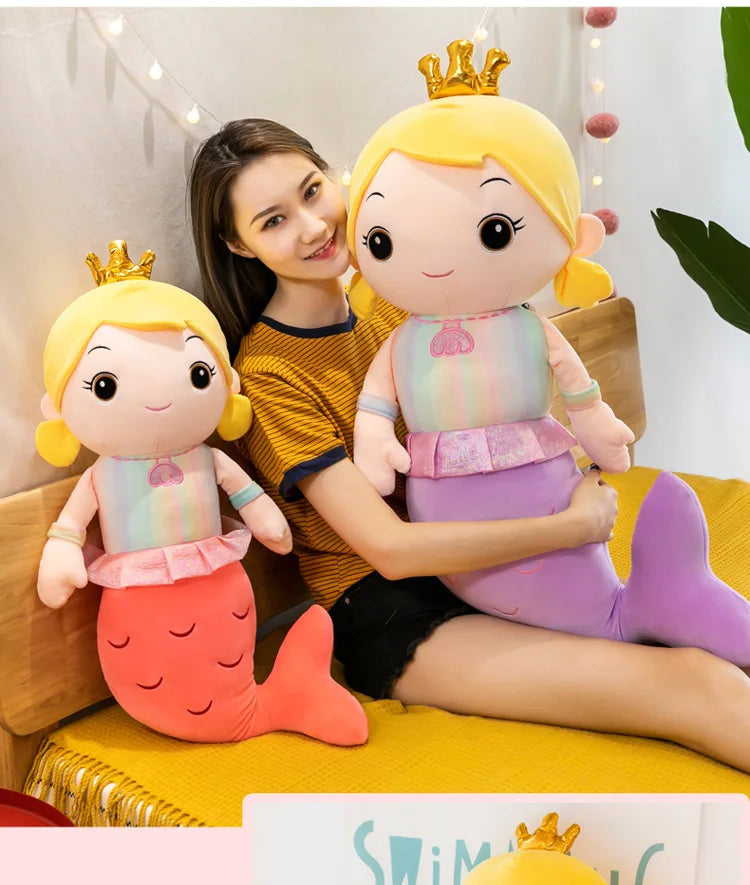 Kawaii Mermaid Plush Pillow Toy Cute Stuffed Doll for Kids Girls Bedroom Decor Perfect Christmas Birthday Gift Soft Cuddly Toy