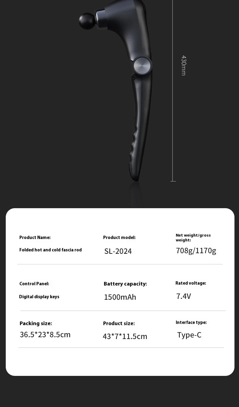 Foldable Massage  Deep Tissue with Heat & Cold Head Adjustable Angles Portable Percussion Back Massager for Muscle Neck Body