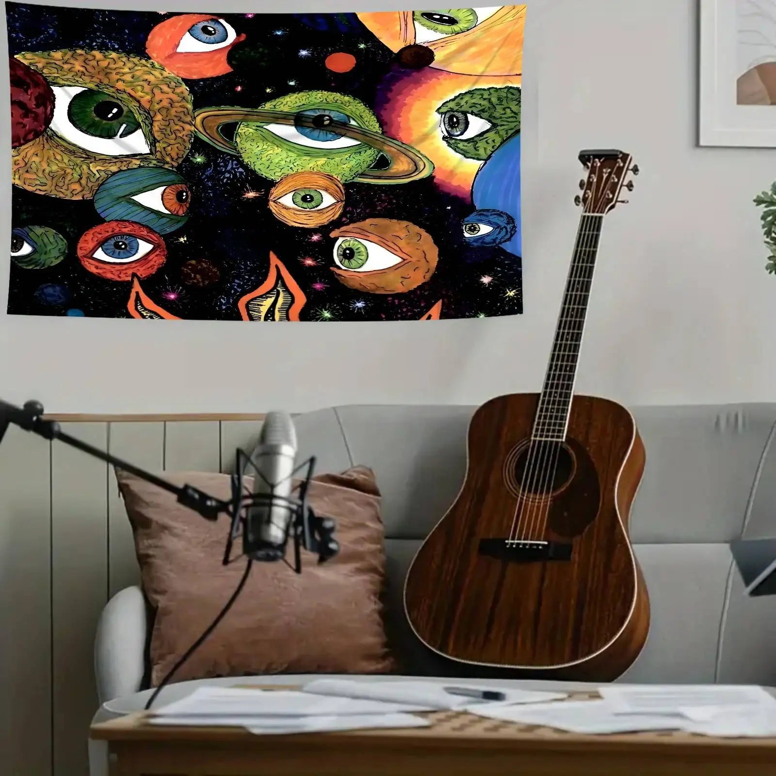 Mystic Eye Starry Sky Tapestry Planetary Ring Eye Pattern Bohemian Restaurant Theme Living Room Feature Wall Room Decor