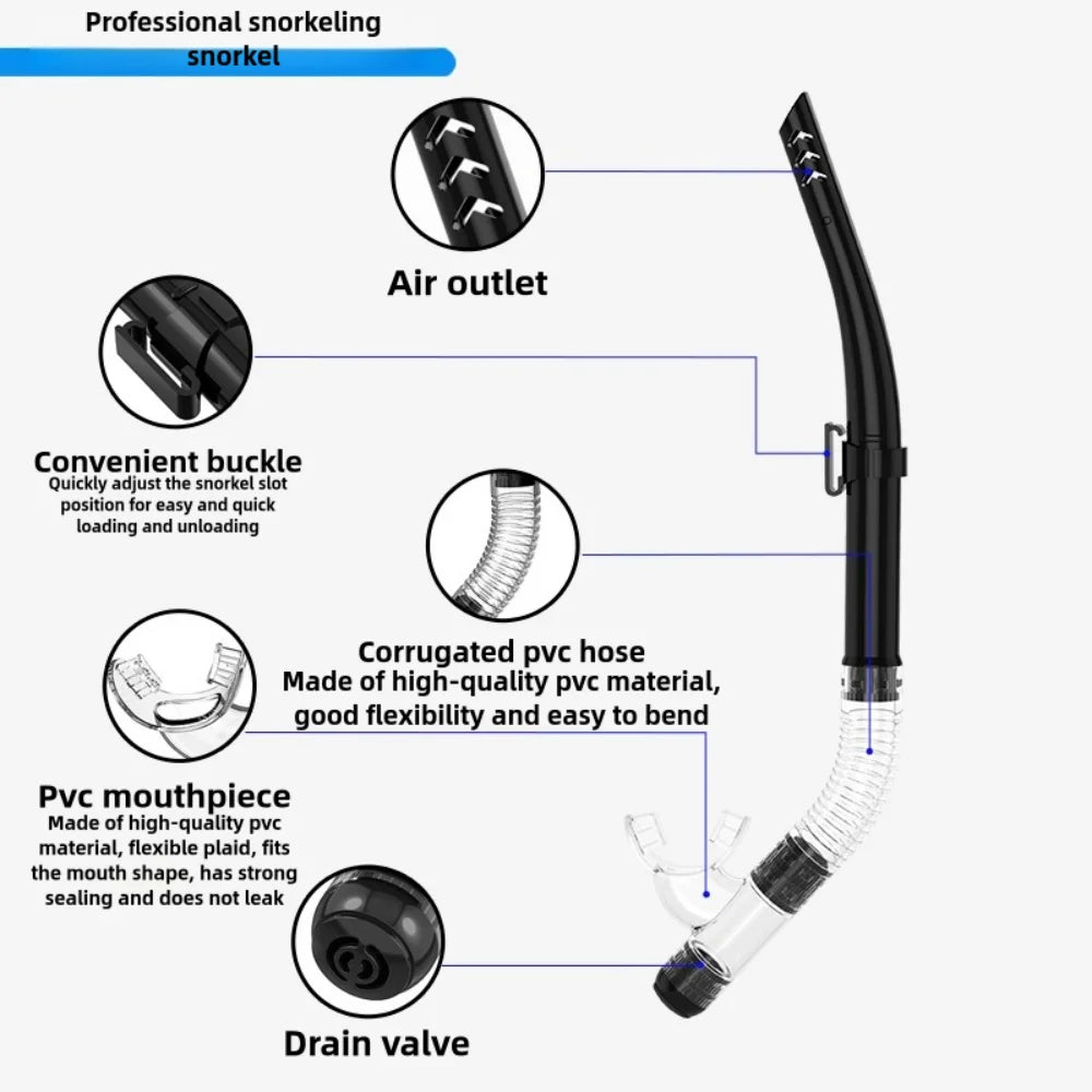 Dry Snorkel Set Diving Mask For Tempered Glass Professional Panoramic Snorkeling Gear Swimming Training Snorkel Kit