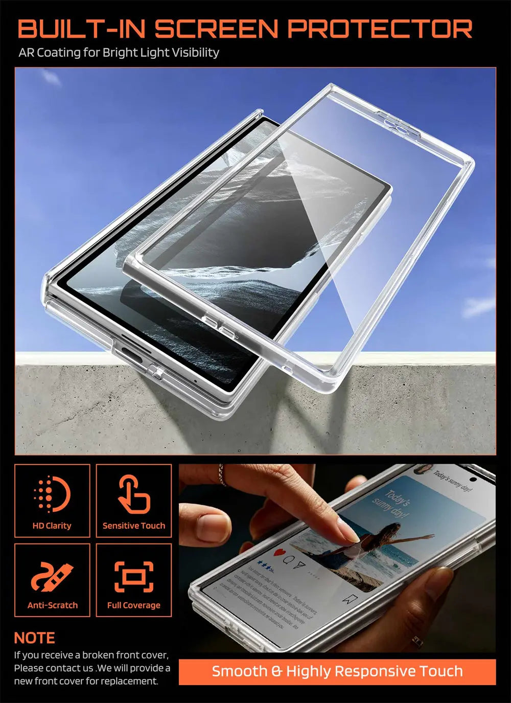Full Body Rugged Phone Case with Built In Screen Protector and Magnetic Ring Kickstand for Samsung Galaxy Z Fold 8 Ultra