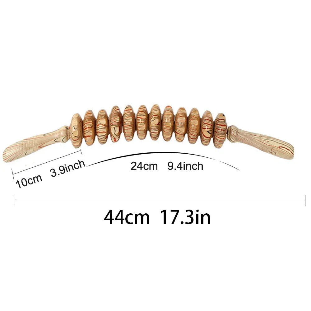 Curved Wood Roller for Stomach Cellulite,Wooden Therapy Massage Tool for Body Shaping,Wood Massager Stick for Lymphatic Drainage