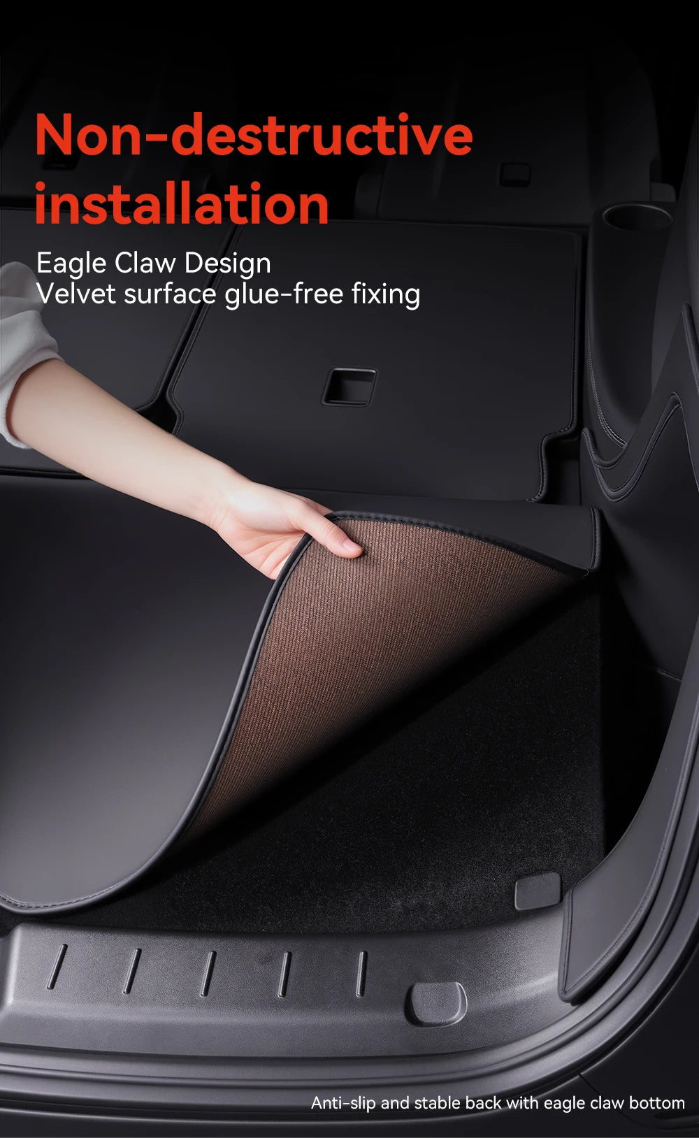 Full Coverage Nappa Leather Trunk Mat for Tesla Model YL Juniper 2026 6 Seat All Weather Cargo Liner