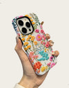 Wildflower Boho Embroidery Effect Flower Case for iPhone 16 15 Pro Max 14 Plus Protective 2 in 1 Double Deck Cover