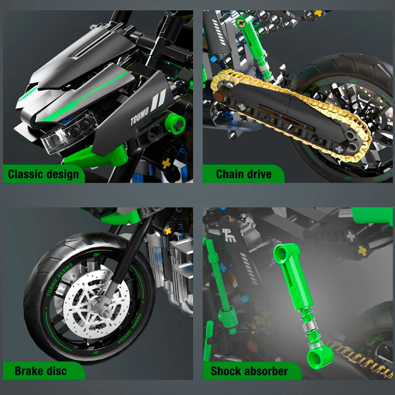 1:8 City Speed Racing Motorcycle Building Set DIY Bricks Model Kit for Adults STEM Buiding Blocks Toys Gifts 426pcs