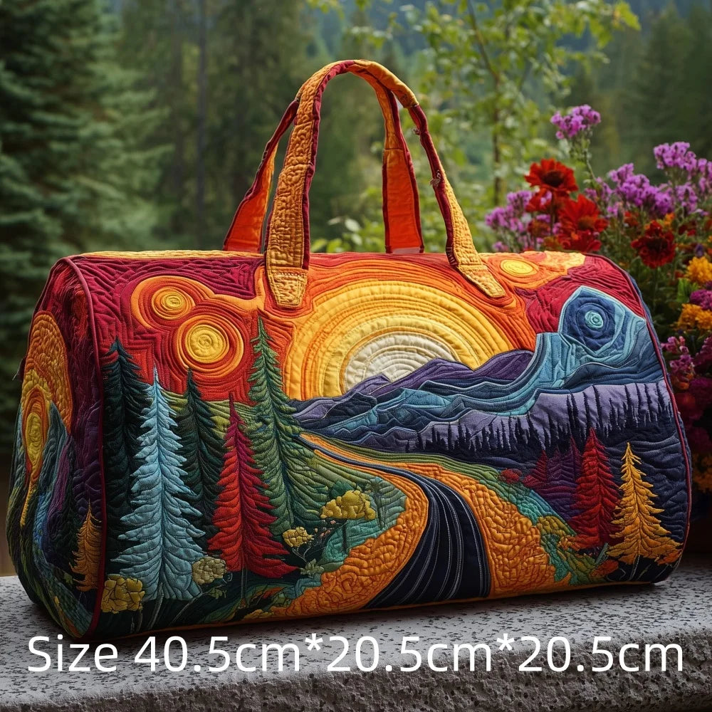 Hot Sale 3D Quilted Bag for Women Colorful Landscape Print Travel Sunrise Desert Mountain Cactus Printed Overnight Trip Bags