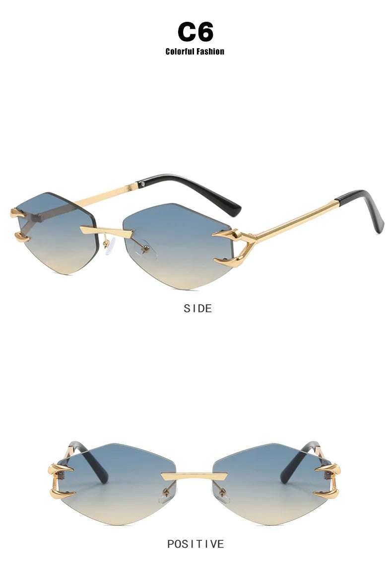 Sunglasses Personalized Frameless Glasses Polygonal Sun Glasses Casual Hip-Hop Trendy Outdoors Eyeglasses Men UV400