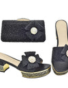 Nigerian Italian Shoes and Bags Set Decorated with Rhinestone Luxury Shoe and Bag Set for Party in Women
