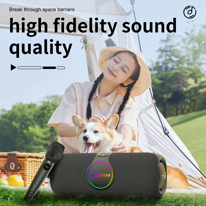 Outdoor portable wireless Bluetooth speaker 120W high-power karaoke speaker RGB subwoofer TWS/TF/AUX party karaoke speaker
