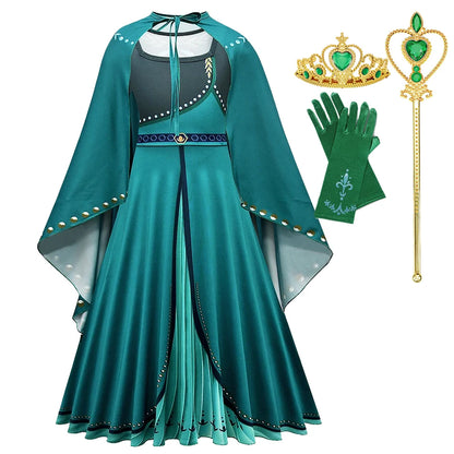 Anna Princess Girls Fancy Dress Up Clothes Children Birthday Party Frozen Anna Princess Halloween Cosplay Costume