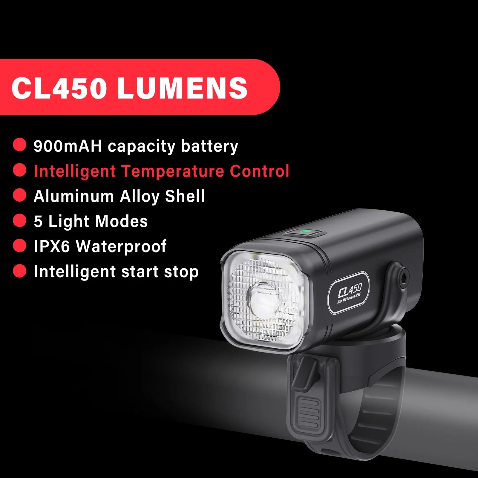 450LM Bike Light Commuting Mini Bicycle Lights LED Cycling Front Lamp IPX6 Compact Headlight Aluminum MTB Road Flashlight