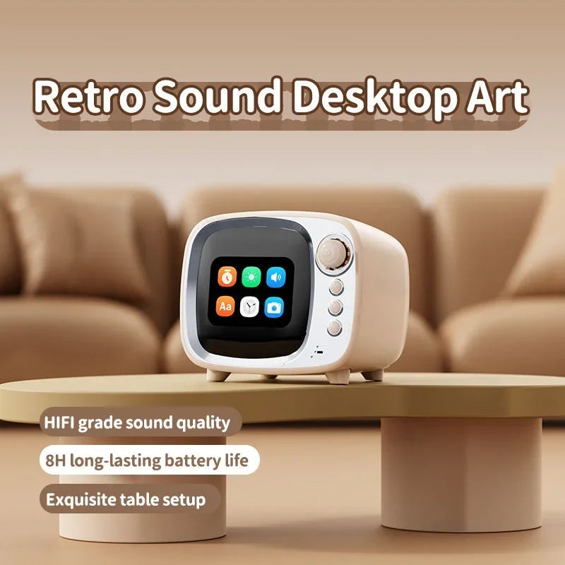Pro Bluetooth Speaker with Lyrics Display Retro Wireless Alarm Clock HiFi Sound Powerful Bass Portable Desktop Music Player
