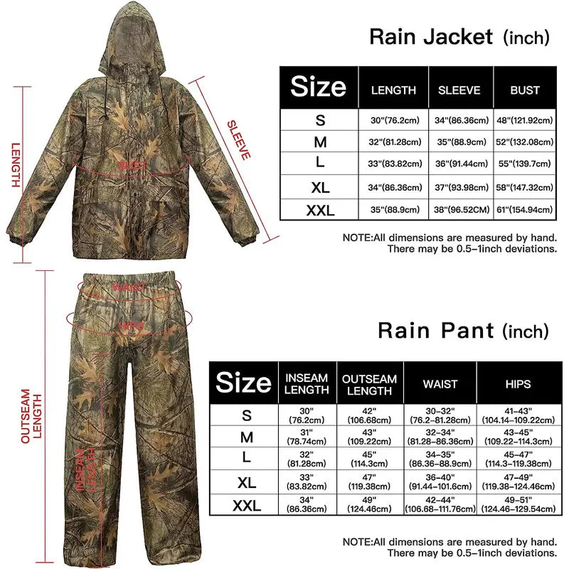 Camouflage Waterproof Folding Rain Poncho for Fishing Hiking and Camping