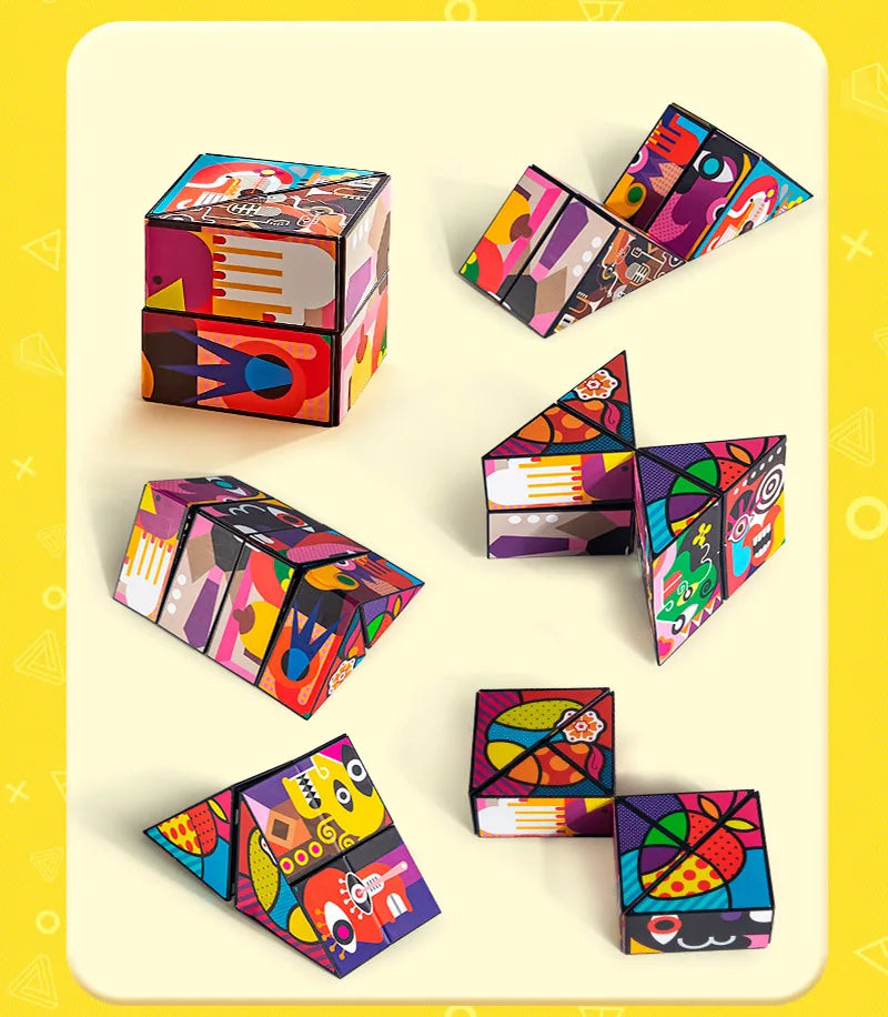 Extraordinary 3D Magic Cube Puzzle Fidget Toys Variety Geometric Shape Changeable Decompression Hand Flip Puzzle Cube