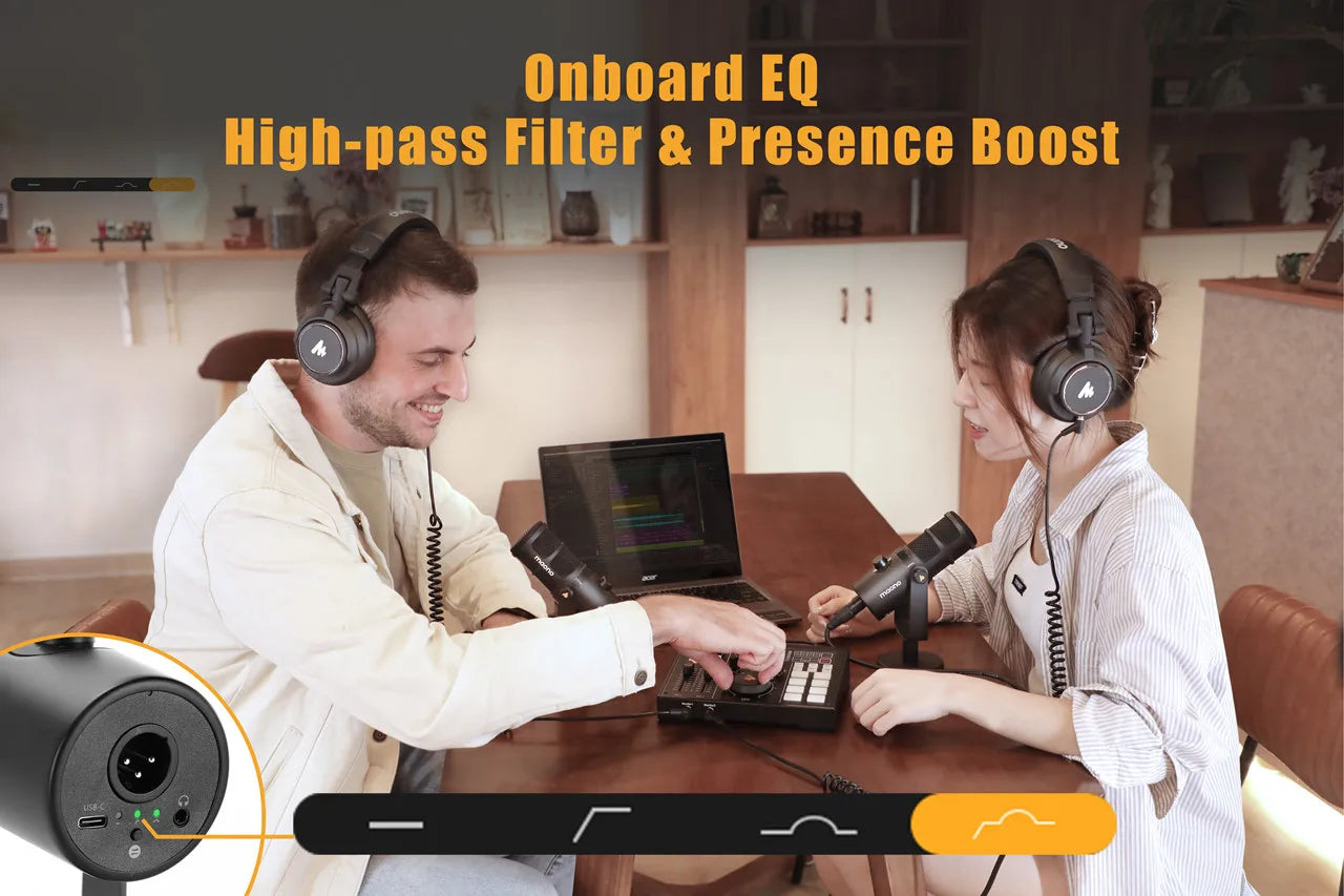 USB/XLR Dynamic Microphone All Metal With One-Touch Mute Headphone Jack And Volume Control For Podcasting Streaming PD400X