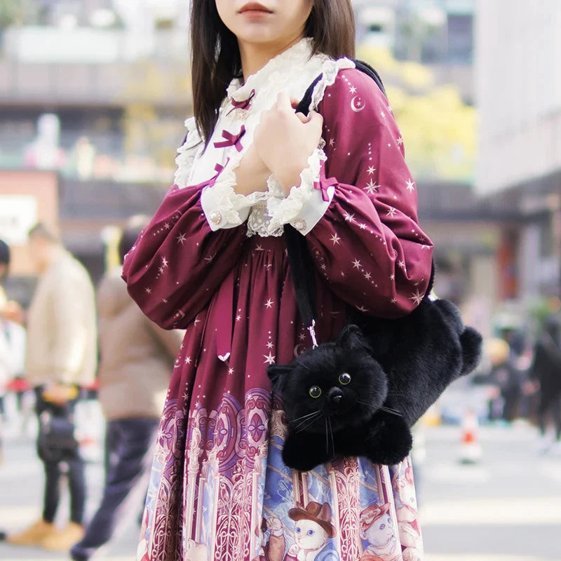 Mini Calico Cat Plush Backpack Soft Shoulder Bag