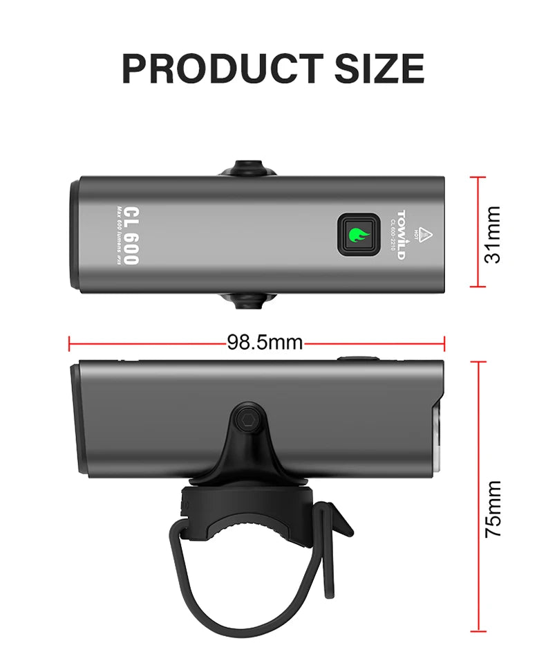 CL600S Bike Light Front Lamp 600 lumens USB Rechargeable LED 2600mAh Bicycle Light IPX6 Waterproof MTB Bicycle headlights