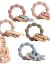 1Pcs Baby Silicone Teether Ring BPA Free Rattles Bracelet Food Grade Newborn Baby Accessories Cartoon Silicone Teething Toys