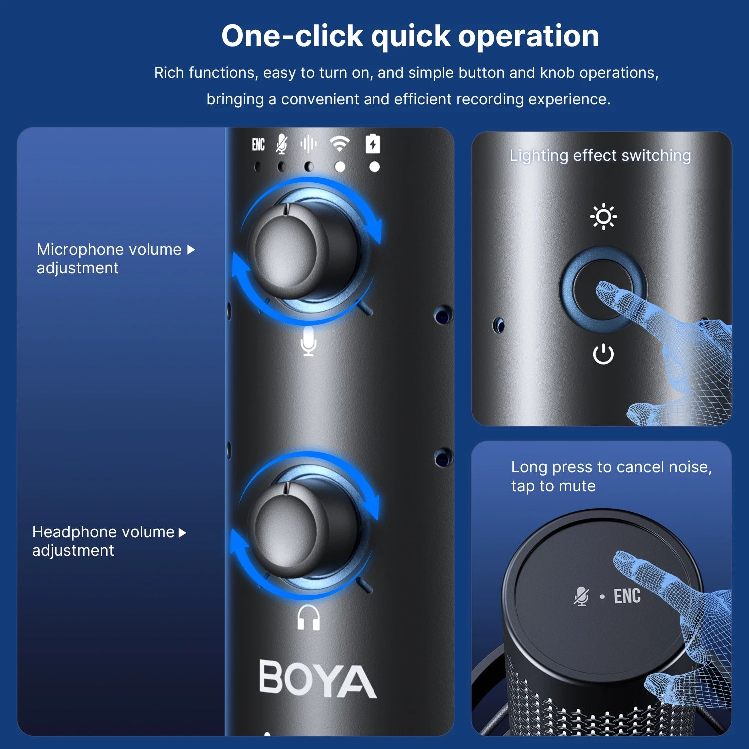 K5 USB Microphone for Gaming Live Streaming on PC Mac,Headphone Jack/Touch-Mute Button/RGB/AI Noise Reduction/Gain Control