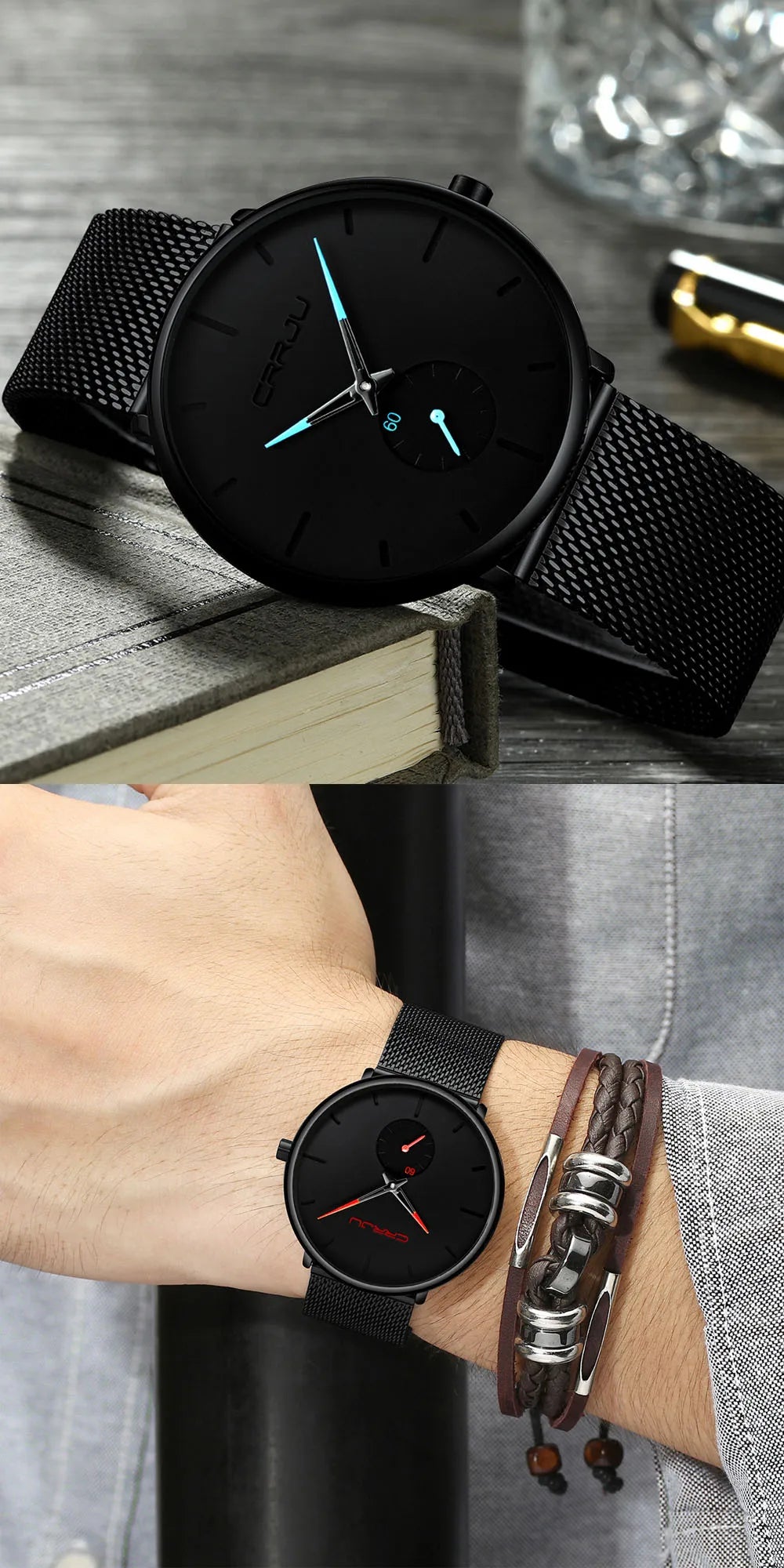 Fashion Mens Watches Top Brand Luxury Quartz Watch Men Casual Slim Mesh Steel Waterproof Sport Watch Relogio Masculino