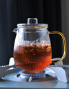 480/650ml Stripe Clear Glass Teapot With Tea Strainer Infuser Heat-resistant Kettle Kung Fu Flower Puer Oolong Pot Teaweare