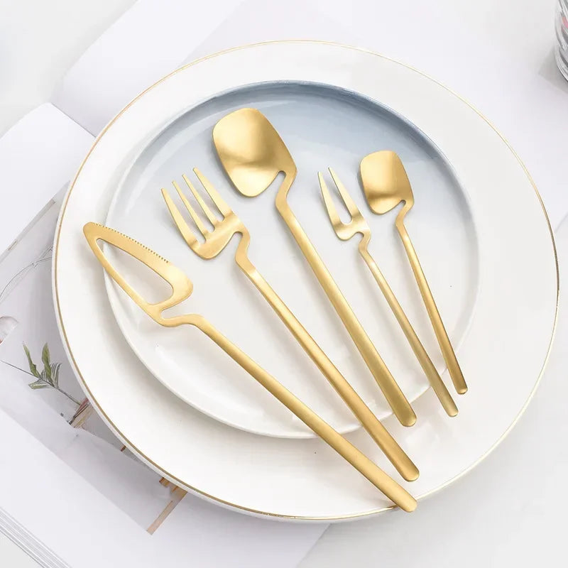 4pcs Rainbow Dining Spoon Fork Table Set Home Kitchen Table Decor Cutlery Sets Ice Cream Desserts Soup Coffee Use Kitchen Tools