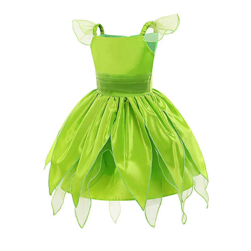 Tinker Bell Costume Kids Green Tinkerbell Fancy Dress Fairy Princess Cosplay Christmas Carnival Party